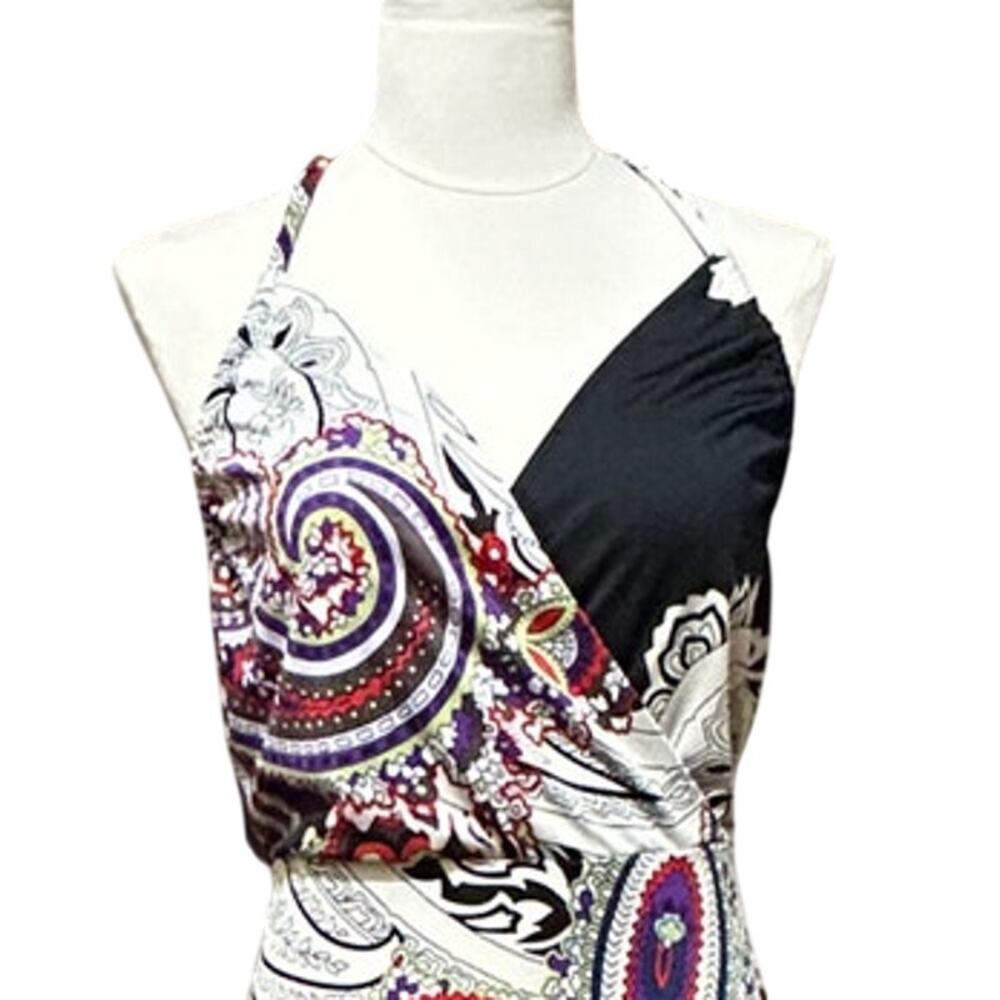 SNAP Women's XL Paisley Boho Halter Maxi Dress Multicolor Stretch Sleeveless - Picture 2 of 10